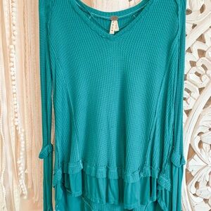 We The Free Teal Layered Tunic Top